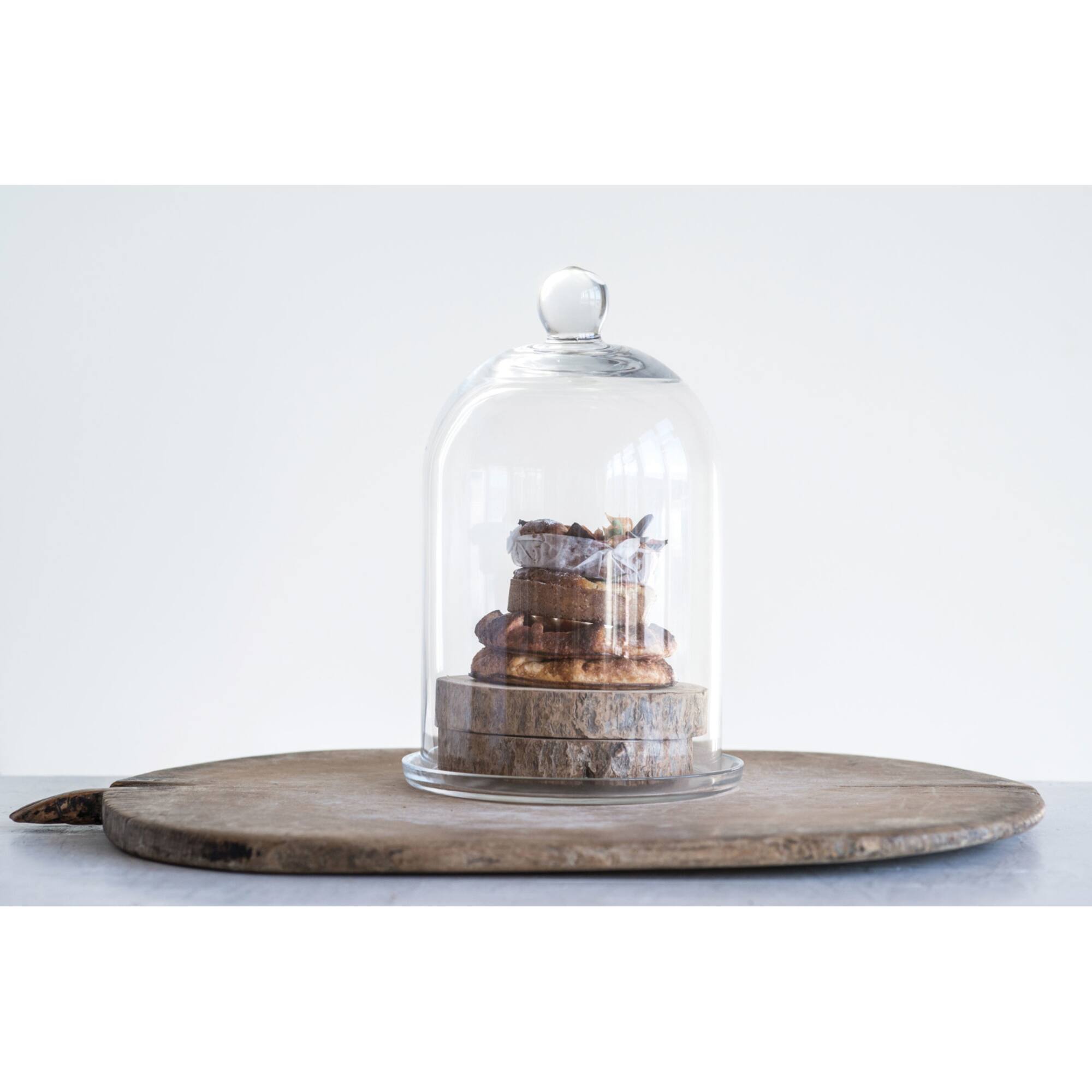 Hello Honey® Glass Cloche with Clear Glass Plate Set